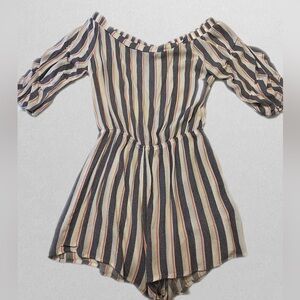 Charlotte Russe Striped Off the Shoulder Romper